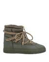 Inuikii Woman Ankle Boots Military Green Size 10 Textile Fibers