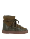Inuikii Woman Ankle Boots Military Green Size 7 Leather In Green