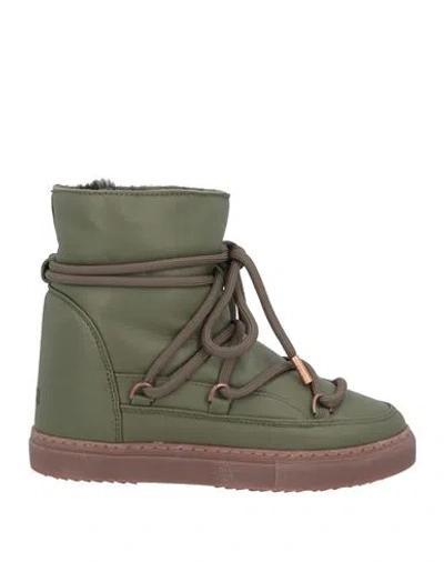 Inuikii Woman Ankle Boots Military Green Size 7 Leather