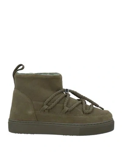 Inuikii Woman Ankle Boots Military Green Size 8 Leather