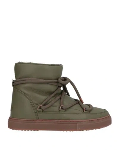 Inuikii Woman Ankle Boots Military Green Size 8 Leather