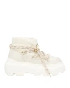 Inuikii Woman Ankle Boots Off White Size 8 Leather, Textile Fibers