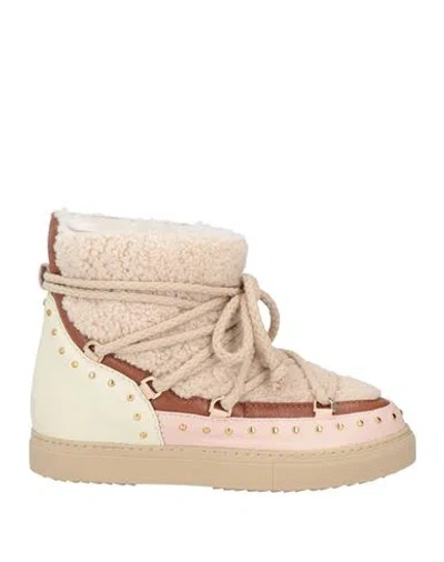 Inuikii Woman Ankle Boots Pink Size 6 Shearling, Rubber