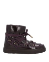 Inuikii Woman Ankle Boots Plum Size 8 Leather, Shearling In Purple