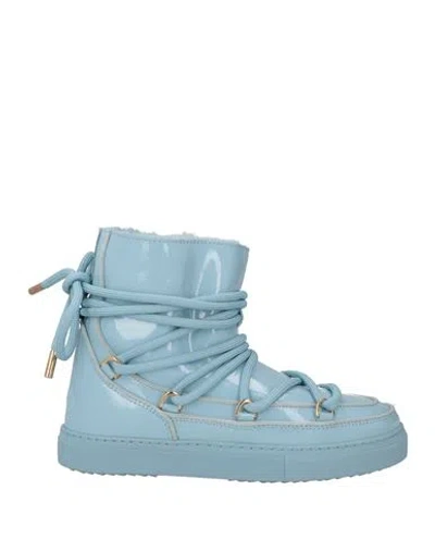 Inuikii Woman Ankle Boots Sky Blue Size 6 Leather, Shearling