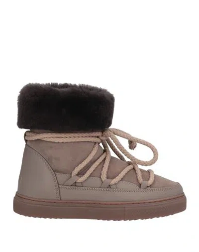 Inuikii Woman Ankle Boots Taupe Size 7 Leather In Gray