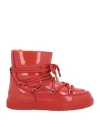 Inuikii Woman Ankle Boots Tomato Red Size 8 Leather, Shearling