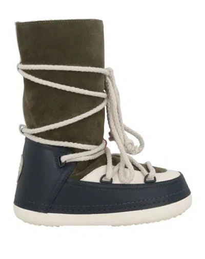 Inuikii Woman Boot Military Green Size 8 Leather, Textile Fibers