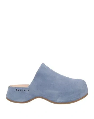 Inuikii Woman Mules & Clogs Light Blue Size 9 Leather In Blue