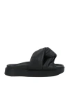 Inuikii Soft Crossed Leather Slides In Black