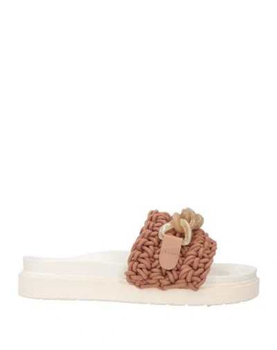 Inuikii Woman Sandals Brown Size 7 Cotton, Goat Skin