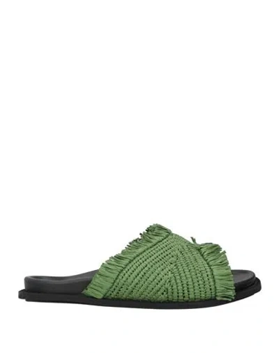 Inuikii Woman Sandals Green Size 10 Natural Raffia