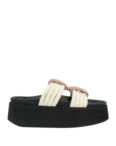 Inuikii Woman Sandals Light Brown Size 8 Leather, Textile Fibers In Beige