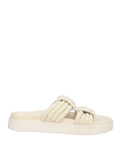 Inuikii Woman Sandals Off White Size 8 Leather, Textile Fibers