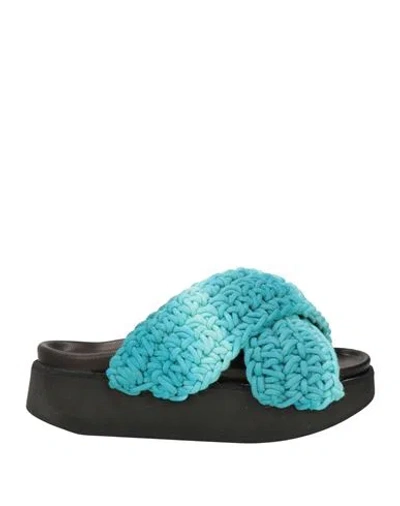 Inuikii Woman Sandals Turquoise Size 10 Textile Fibers In Blue