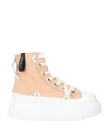 Inuikii Woman Sneakers Apricot Size 8 Leather, Textile Fibers In Orange