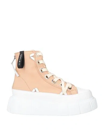 Inuikii Woman Sneakers Apricot Size 8 Leather, Textile Fibers In Orange