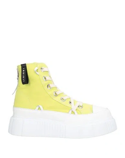 Inuikii Woman Sneakers Lime Green Size 11 Leather, Textile Fibers