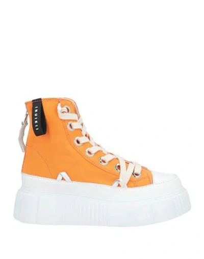 Inuikii Woman Sneakers Orange Size 8 Leather, Textile Fibers