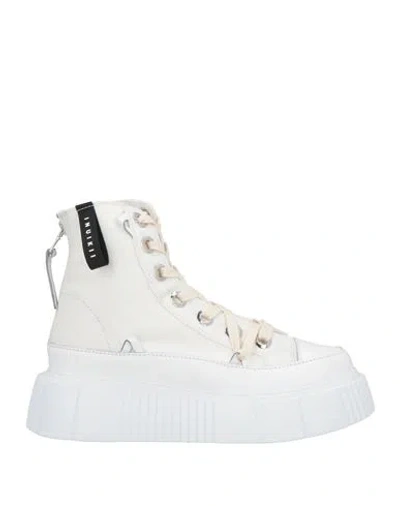 Inuikii Woman Sneakers White Size 7 Leather, Textile Fibers