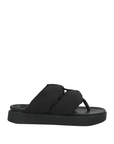 Inuikii Woman Thong Sandal Black Size 8 Leather, Textile Fibers In Multi