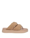 Inuikii Woman Thong Sandal Light Brown Size 8 Leather, Textile Fibers In Beige