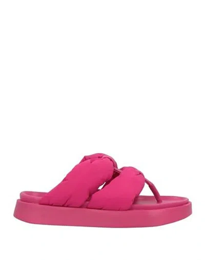 Inuikii Woman Thong Sandal Magenta Size 10 Leather, Textile Fibers In Pink