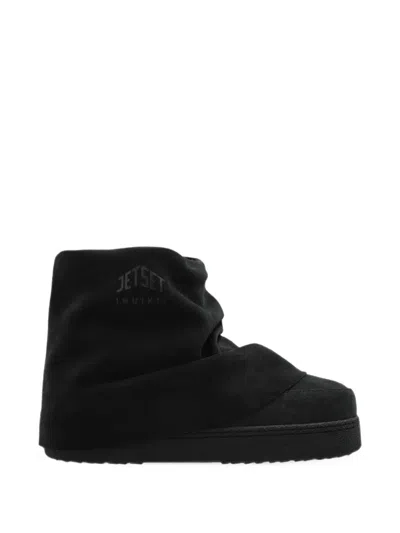 Inuikii X Jetset Drape Low Suede Snow Boots In Black