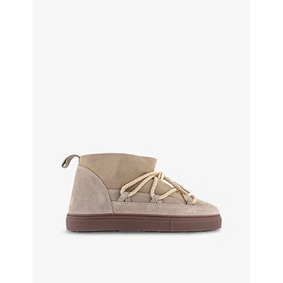 Inuikki Womens Beige Classic Low Shearling-lined Leather Trainers