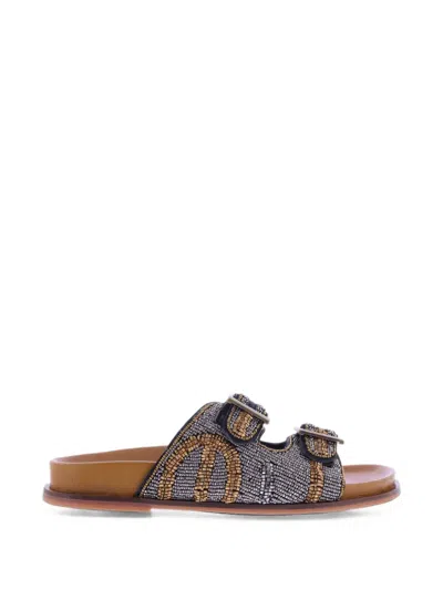 Inuovo Bead-embellished Buckled Sandals In Silver
