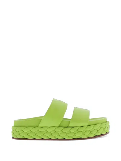 Inuovo Braided-sole Leather Sandals In Green