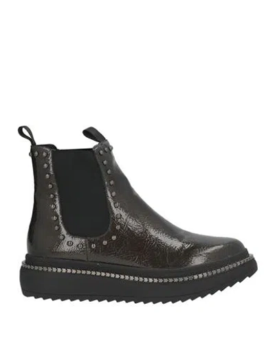 Inuovo Woman Ankle Boots Dark Brown Size 5 Textile Fibers In Black