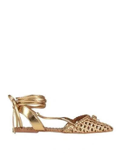 Inuovo Woman Ballet Flats Gold Size 6 Leather, Synthetisches Material In Multi