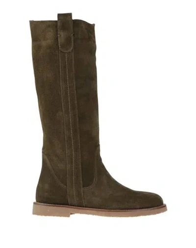 Inuovo Woman Boot Military Green Size 7 Leather In Animal Print