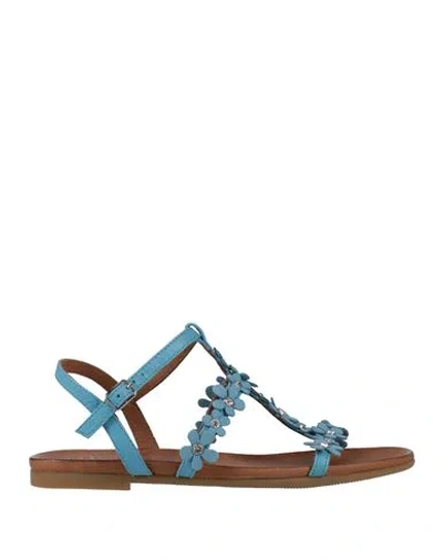 Inuovo Woman Sandals Azure Size 7 Leather In Blue