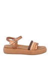 INUOVO INUOVO WOMAN SANDALS CAMEL SIZE 8 LEATHER