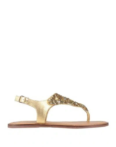 Inuovo Woman Thong Sandal Gold Size 8 Textile Fibers In Multi