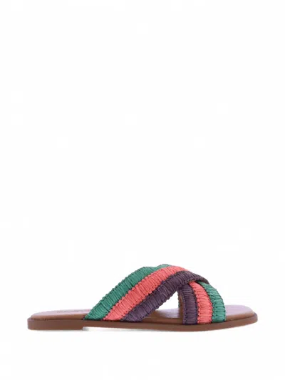 Inuovo Woven Crossover-strap Sandals In Multi