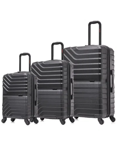 Inusa Aurum Lightweight Expandable Hardside Spinner 3pc Luggage Set In Black