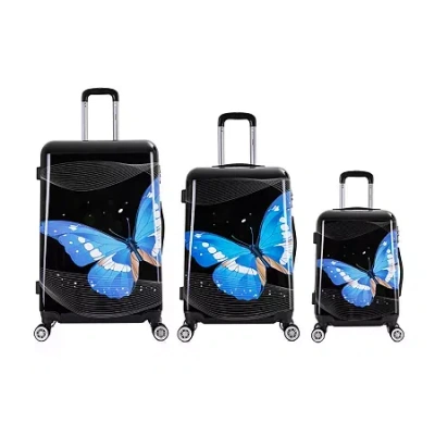 Inusa Prints Lightweight Hardside Spinner 3 Piece Set In Black