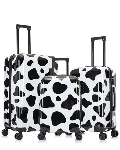 Inusa Prints Lightweight Hardside Spinner 3pc Set In Black