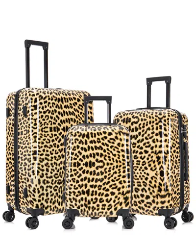 Inusa Prints Lightweight Hardside Spinner 3pc Set In Brown
