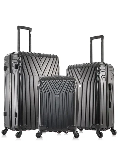 Inusa Vasty Lightweight Hardside Spinner 3 Piece Set In Black