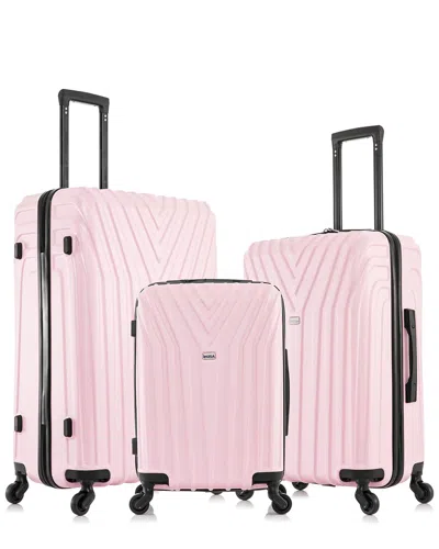 Inusa Vasty Lightweight Hardside Spinner 3 Piece Set In Pink