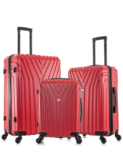 Inusa Vasty Lightweight Hardside Spinner 3 Piece Set In Red