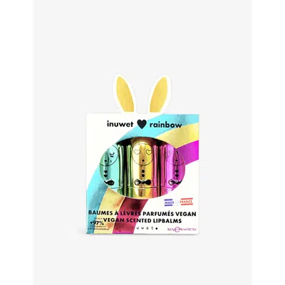 Inuwet Kids' Rainbow Trio Lip Balm Set In White