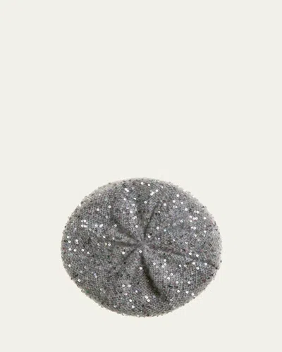 Inverni All-over Sequin Knit Beanie In Gray