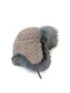 Inverni Aviator Hat In Pure Cashmere Cable Work In Grey
