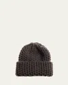 Inverni Cashmere Honeycomb Knit Beanie In Bark Brown