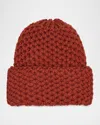 Inverni Cashmere Honeycomb Knit Beanie In Red